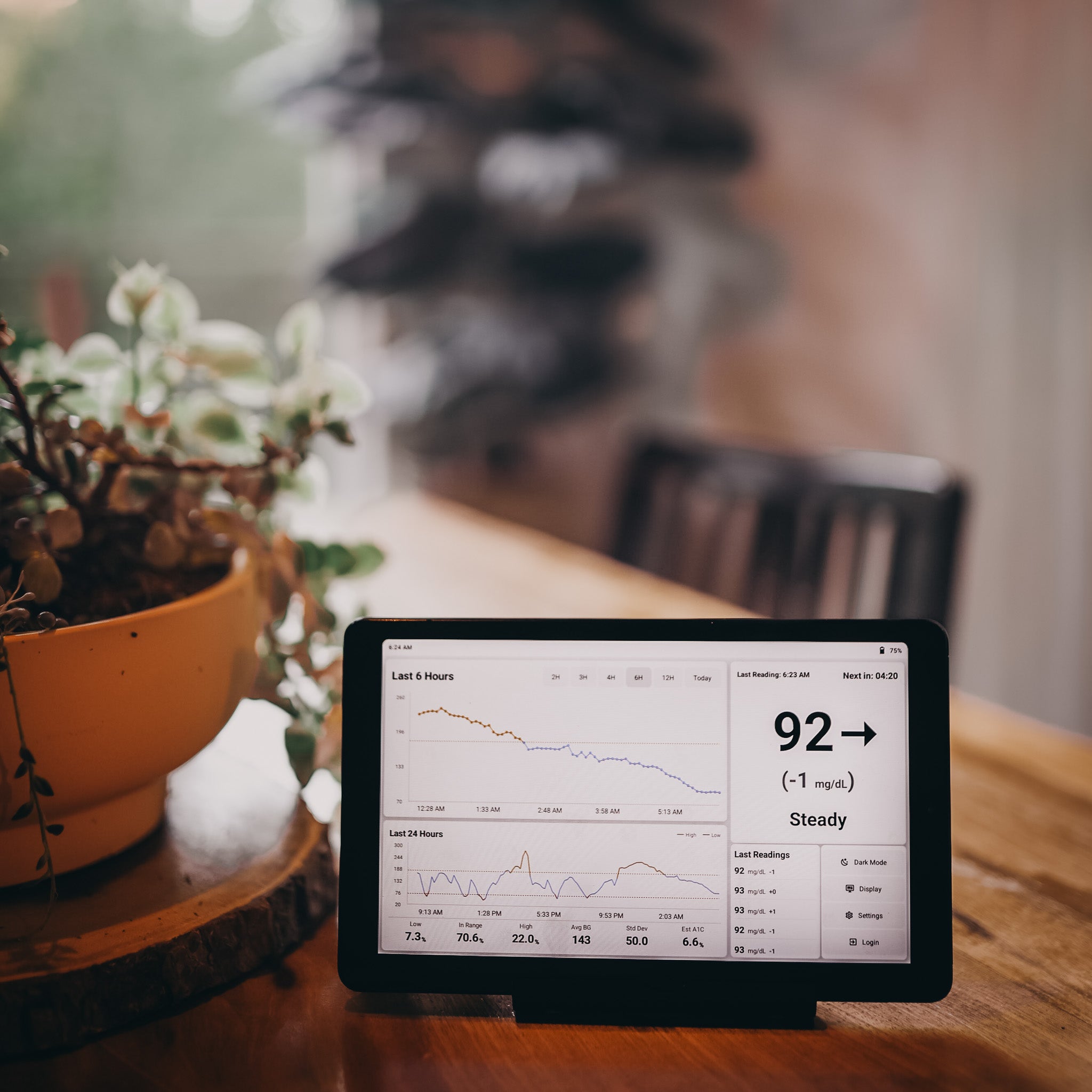 Settings and accounts on Glucose Display